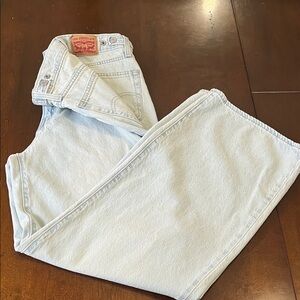 Women Levi's Cinch Baggy Wide Leg Sky Blue Denim size w28 length 31
